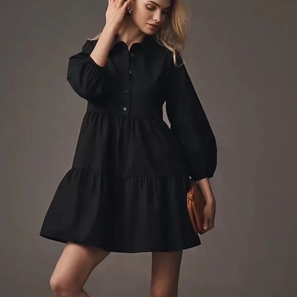 Bettina Tiered Mini Shirt Dress